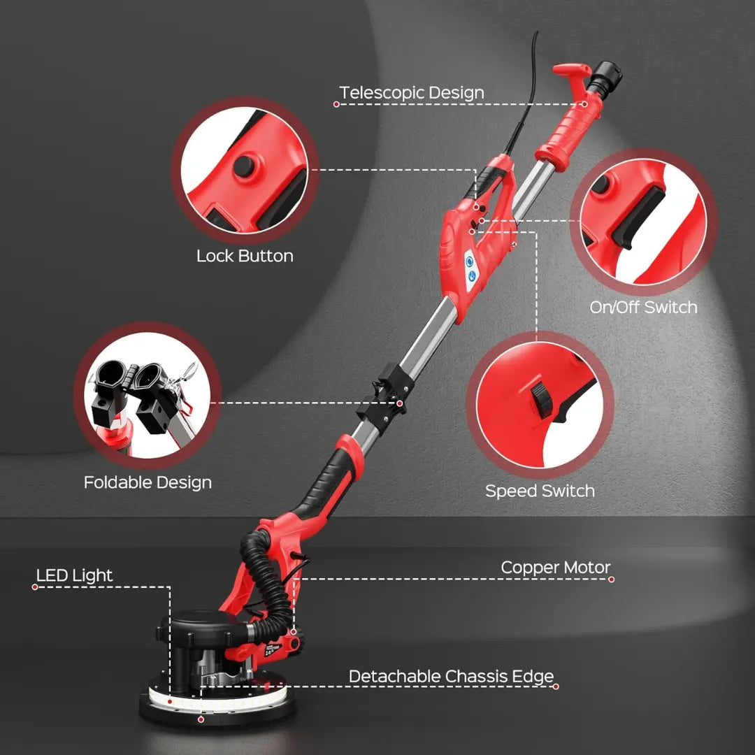 KAVRII TitanSander Pro™ High-Power 6-Speed Telescopic Wall & Ceiling Sander