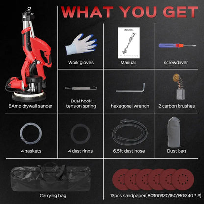 KAVRII TitanSander Pro™ High-Power 6-Speed Telescopic Wall & Ceiling Sander